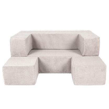 MeowBaby® Soft Velvet Cube Sofa - Ecru