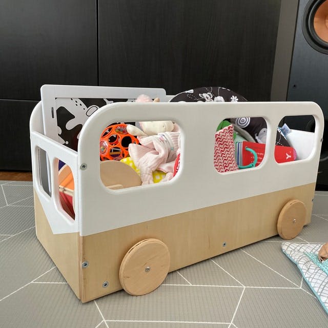 Kids Toy Storage Box on Wheels - Bus