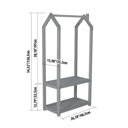 House Shaped Clothing Rack with Storage